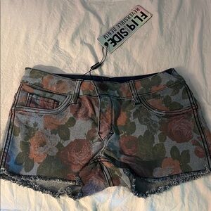 Reversible! Floral Jean Shorts with Frayed Hem